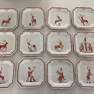 Juliska Country Estate Reindeer Games set of 12.  White/red, no chips, like new